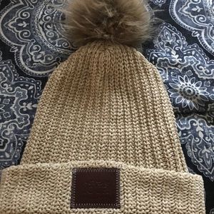 Love Your Melon White speckled pom beanie
